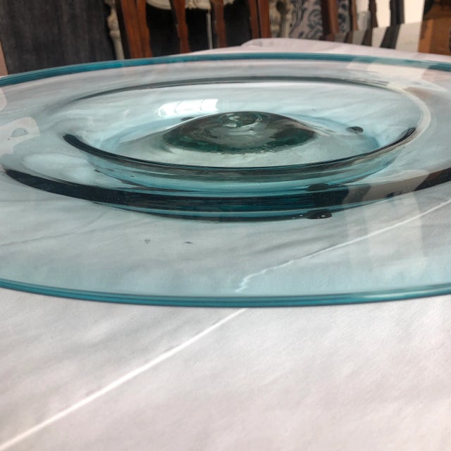 1990s Round Glass Sky Blue Platter - Table Top For Sale In Dallas - Image 6 of 10