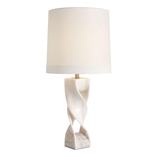 White Marble Twist Table Lamp For Sale