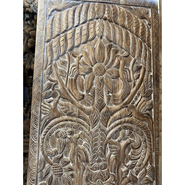 Tree of Life Hand-Carved Reclaimed Wood Barn Door Panel – Rustic Bohemian Wall Art Statement 84x36 For Sale In Orlando - Image 6 of 7