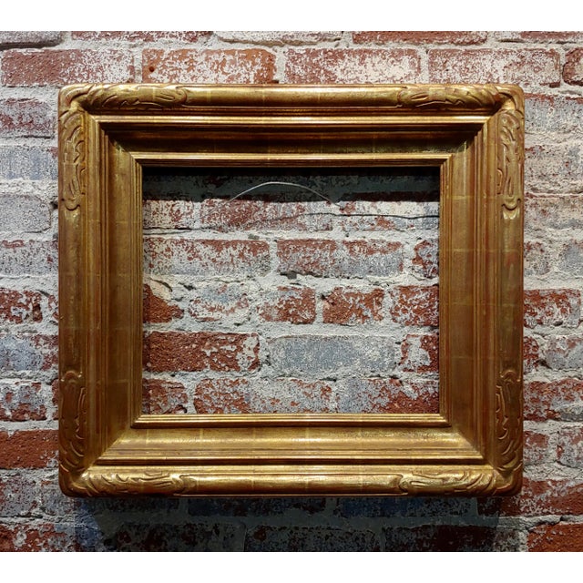 Art Nouveau Style 22 K Gilded Carved Wooden Frame by Vandauren 23x26" For Sale - Image 11 of 11