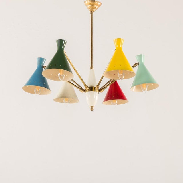 Blue Mid-Century Italian Chandelier attributed to Arredoluce, 1950s For Sale - Image 8 of 15