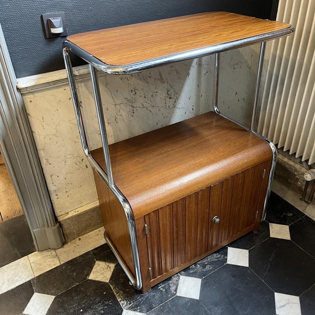 Bauhaus Modernist Art Deco Bauhaus Tubular Steel & Wood Sideboard, 1930 For Sale - Image 3 of 16
