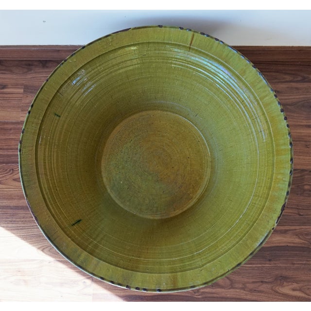 French Provincial 19th Century Spanish Hand Thrown and Glazed Green Stoneware Pottery Bowl For Sale - Image 3 of 8