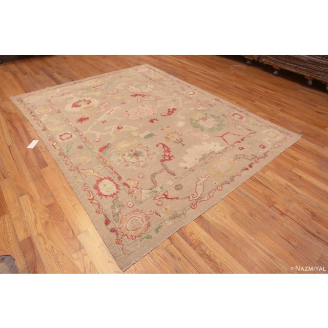 Beautifully Refined Decorative Modern Large Scale Turkish Oushak Design Room Size Area Rug, Country of Origin: Central...
