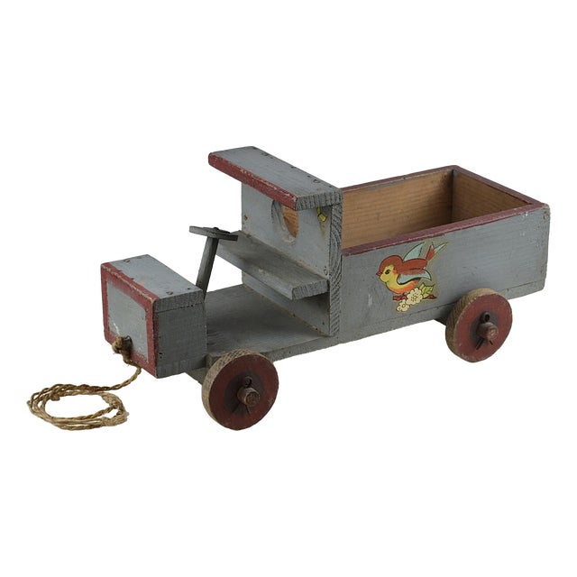 French Folk Art Handmade Wooden Toy Car, Late 1930s For Sale