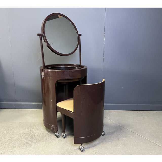 Silvi Vanity Table on Wheels and Chair by Studio Kastilia, 1970s, Set of 2 For Sale - Image 8 of 11