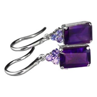 Amethyst and Tanzanite Earrings- Set of 2 For Sale