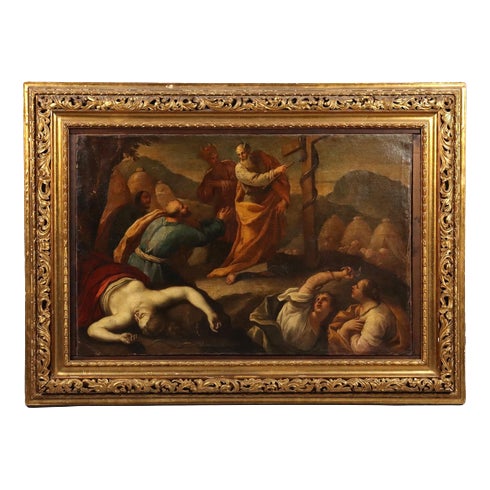 Moses and the Bronze Serpent, 1600s, Oil on Canvas, Framed For Sale