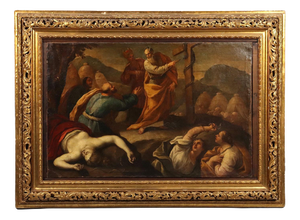 Moses and the Bronze Serpent, 1600s, Oil on Canvas, Framed