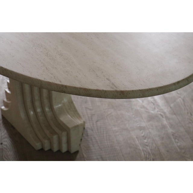 Oval Argo Dining Table in Travertine by Carlo Scarpa for Simon Gavina, 1970s For Sale - Image 9 of 11