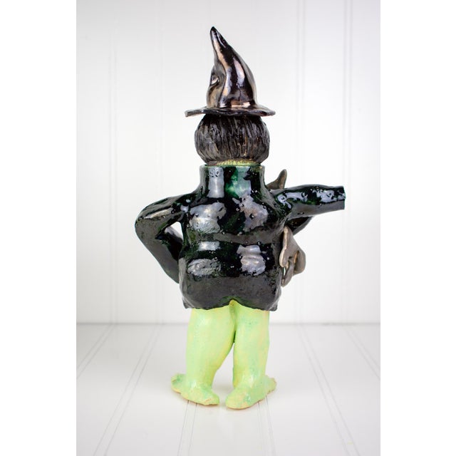Black Signed Postmodern Feminist Sculptural Pottery - Witch Teapot For Sale - Image 8 of 15