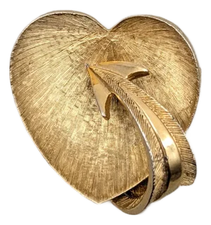 Vintage 1960s Signed DeNicola Goldtone Heart & Arrow Brooch