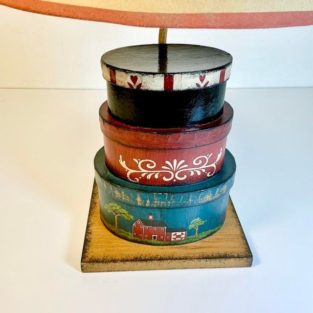 Wood 1980s Vintage Americana Farmhouse Arts & Crafts Accent Table Lamp. For Sale - Image 7 of 13
