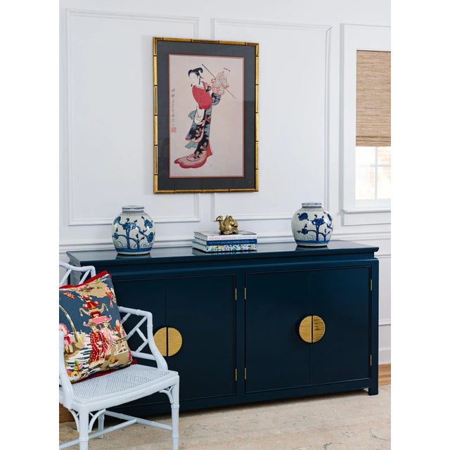 Modern Ming Credenza Custom Built and Lacquered Hague Blue Gloss Chairish