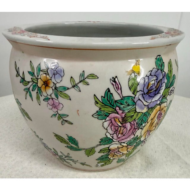 1980s Floral Cache Pot For Sale - Image 4 of 11