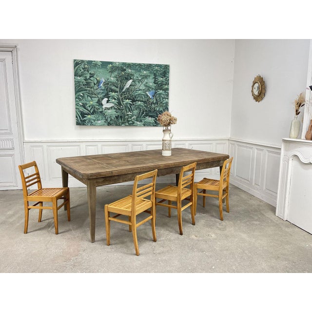 Tan Vintage Farmhouse Table in Oak, 1930s For Sale - Image 8 of 9