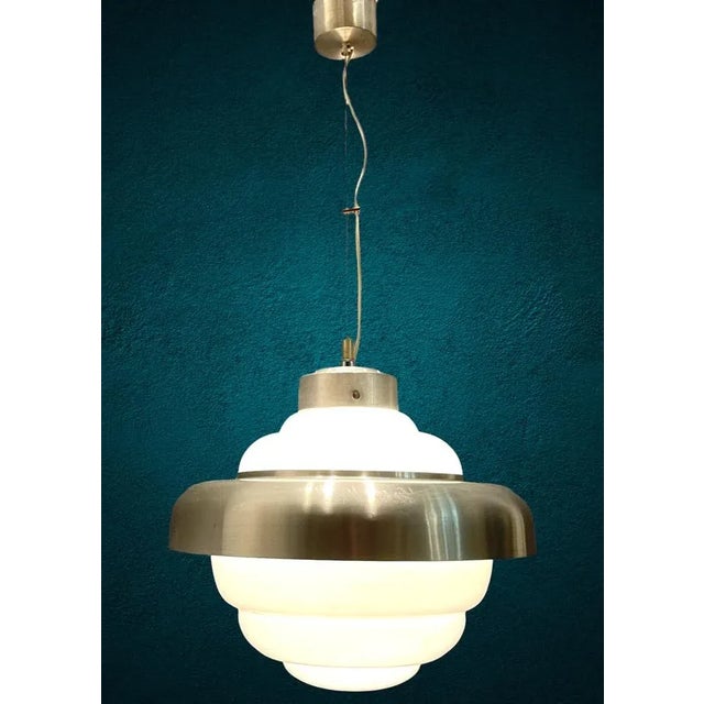 Large Mid-Century Opaline Glass Light Pendant For Sale - Image 9 of 11