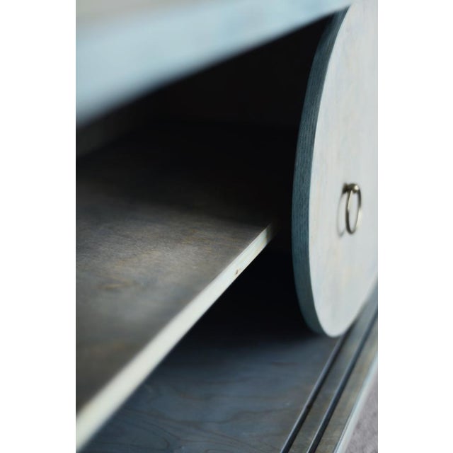 Mid-Century Modern Italian Turquoise Streamline Sideboard in Birch, 1960s For Sale - Image 16 of 18