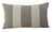 Custom-tailored pillow created from a taupe linen textile. Pillow has two cream-colored wool appliqué stripes on the...