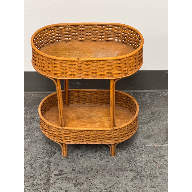 Tan Rattan Accent Table, Mid 20th Century For Sale - Image 8 of 12