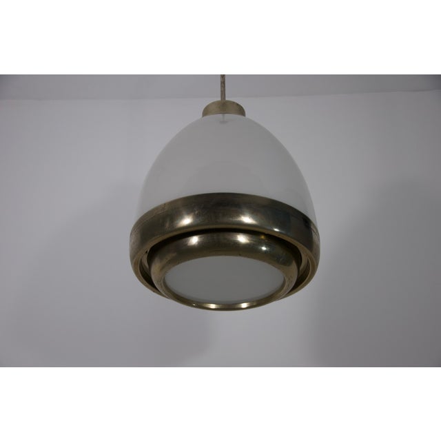 Metal Chrome and Opal Glass Pendant Lamp by P.G. Crippa for Lumi, Italy, 1960s For Sale - Image 7 of 11