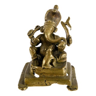 Antique Indian Brass Lord Ganesha Pilgrimage Shrine Figure, Circa 18th–19th Century For Sale