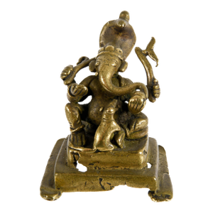 Antique Indian Brass Lord Ganesha Pilgrimage Shrine Figure, Circa 18th–19th Century