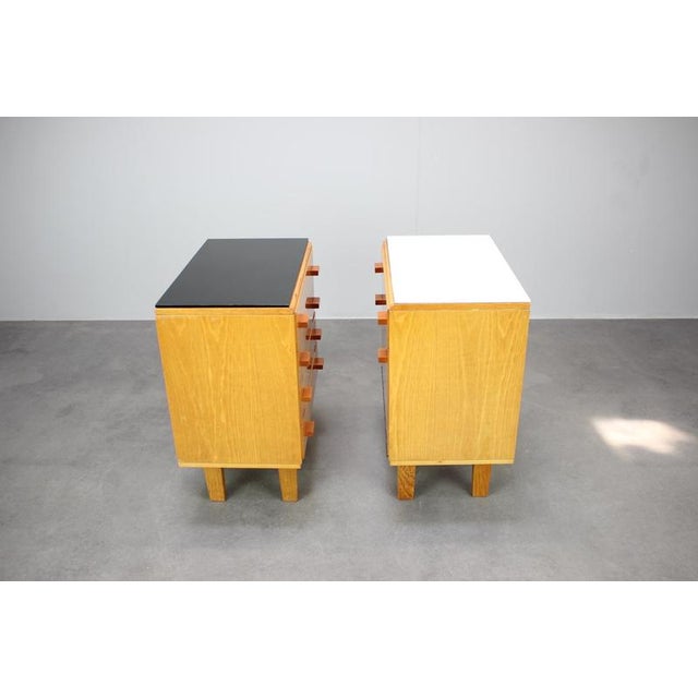 Mid-Century Maple Nightstands with Black and White Tops by František Mezulaník, 1960s, Set of 2 For Sale - Image 10 of 18