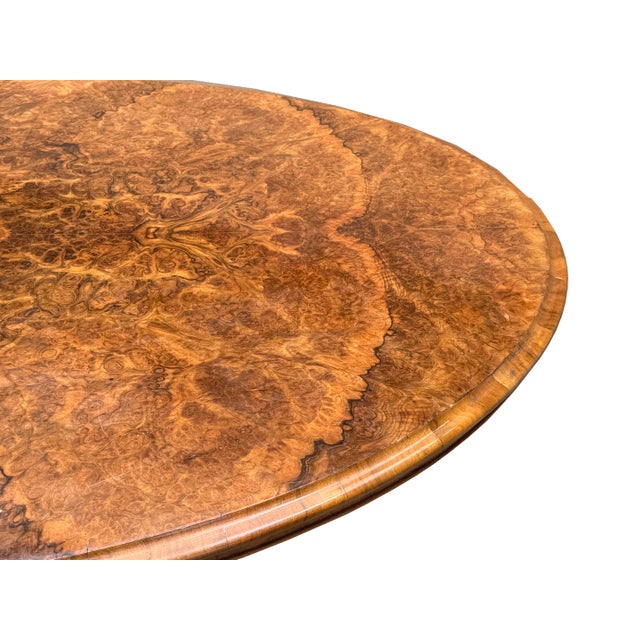 Vintage Estate Burl Walnut Wood Large Oval Low Coffee Table For Sale - Image 10 of 15