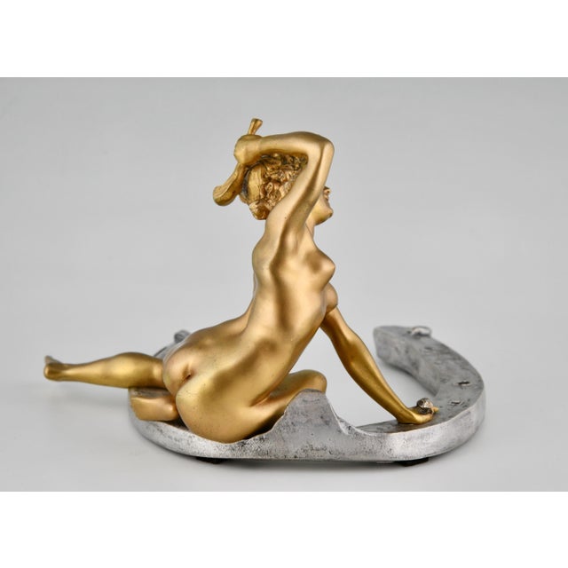 Georges Recipon, Nude Sculpture on Horseshoe, 1896, Bronze For Sale - Image 11 of 12