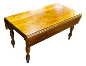 Cherrywood Coffee Table With Drop Leaves & Turned Legs