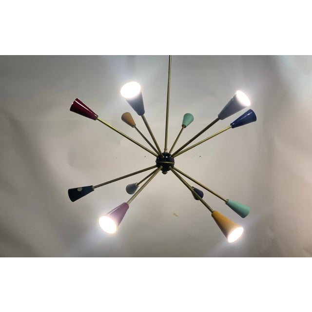Metal Sputnik Hanging Lamp from Stilnovo, 1950s For Sale - Image 7 of 11