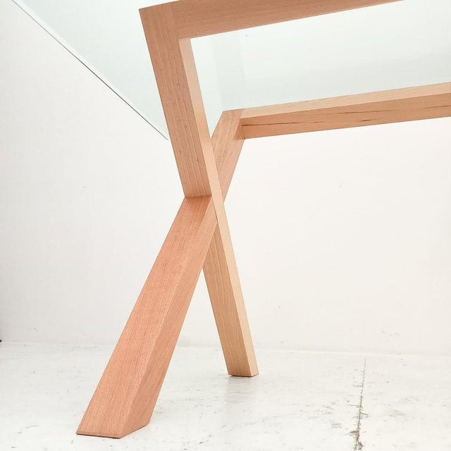 Wooden Dining Table with Glass Top For Sale - Image 17 of 18