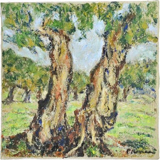 Pino Romanò, Olive Grove, Oil Painting, 1990s For Sale