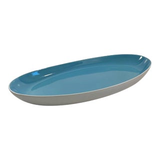 Kate Spade for Lenox Summer Circle Collection Turquoise and White Oval Ceramic Tray/ Platter For Sale