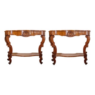 19th Century Pair of Italian Louis Philippe Consoles Circa 1860 For Sale