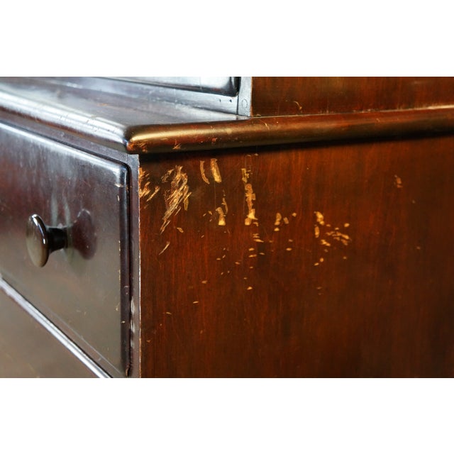 Wood Mid Century Mahogany Stepback China Display Cabinet Hutch Bookcase 68" For Sale - Image 7 of 18