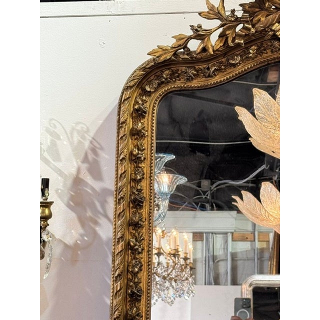 19th C. French Louis XVI Giltwood Mirror For Sale - Image 4 of 10