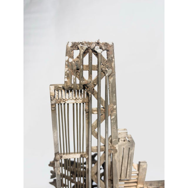 Metal 20th C. MCM Chicago Skyline Welded Metal Sculpture For Sale - Image 7 of 10