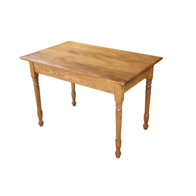 Farmhouse Vintage American Country Farmhouse Pine Library Table Desk Dining Breakfast Table For Sale - Image 3 of 12