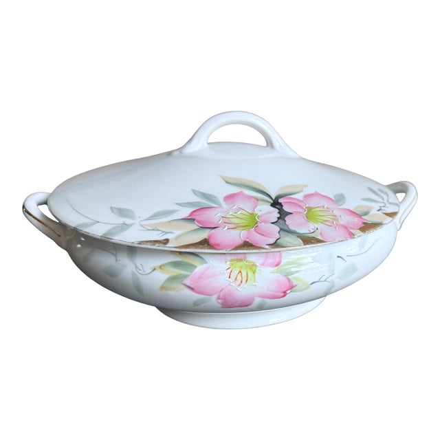 Antique, Early 20th Century Noritake Japan Azalea Porcelain Tureen With Lid For Sale