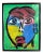 Contemporary Abstract Face Portrait Acrylic Painting by Peter Keil, Framed For Sale
