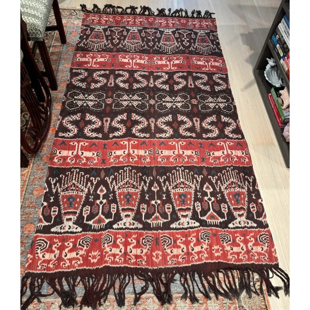 Amazing Indonesian Textile likely a Sarong completely handwoven on narrow looms; this is two widths of cloth hand joined...