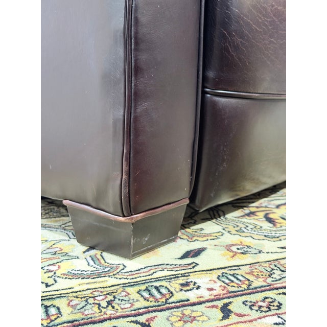 Vintage Mitchell Gold Brown Leather Recliner Club Chair For Sale - Image 11 of 12
