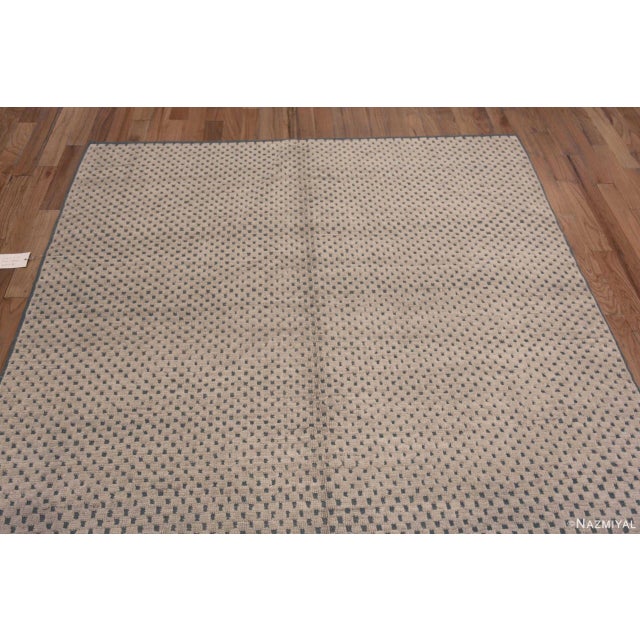 Contemporary Ivory Light Grey Blue Checkboard Design Contemporary Modern Area Rug For Sale - Image 3 of 6