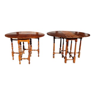 Two Similar English Walnut and Oak Dropleaf Gateleg Tables For Sale