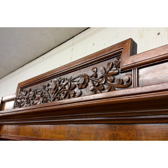 19th Century American Victorian Solid Walnut Bookcase With Burl Walnut & Wavy Glass, Circa 1890 For Sale - Image 4 of 10