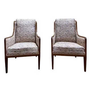 English Art Deco Style Wingback Armchairs, Set of 2 For Sale