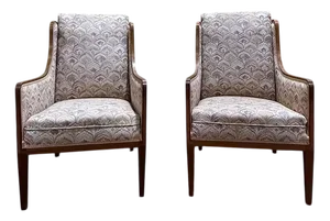 English Art Deco Style Wingback Armchairs, Set of 2