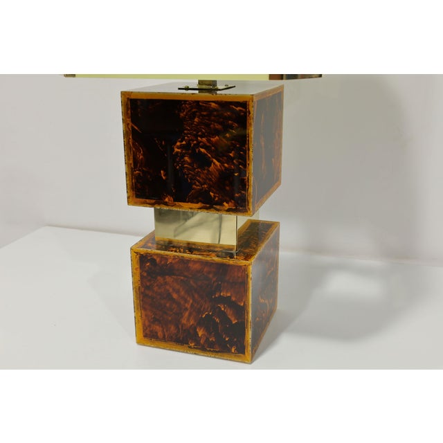 Black 1970s Brazilian Acrylic, Resin and Brass Custom Table Lamps - a Pair For Sale - Image 8 of 11